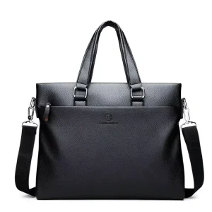 Waterproof Fashion Business Casual PU Leather Handbag Crossbody Messenger Men’s Briefcase Shoulder Laptop Bag Customizable