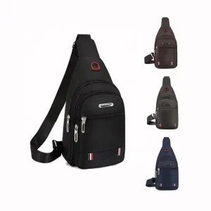 Waterproof Headphone Jack Chest Bag Men’s Lightweight Mobile Phone Shoulder Bag Chest Sling Bag