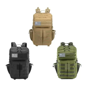 Waterproof Large Capacity Outdoor Tactical Backpack Zipper Closure Oxford Cloth with Polyester Lining for Travel Hiking Training