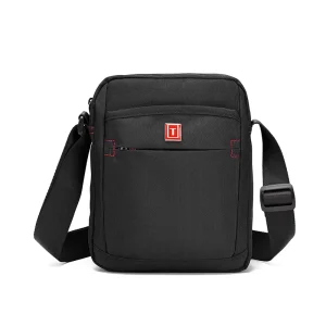Waterproof Lightweight Durable Polyester Logo Men’s Messenger Crossbody Bag with Zipper Closure for Daily Use