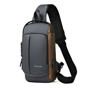 Waterproof Men Shoulder Chest Motorcycle Bike Sling Bag with Lock Custom Logo USB Anti Theft Crossbody Bag