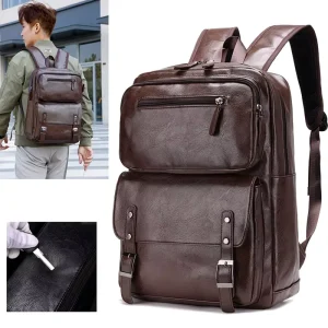 Waterproof Men’s PU Backpack Casual Business Backpack Computer Bag Trendy Fashion Large Capacity Travel Bag