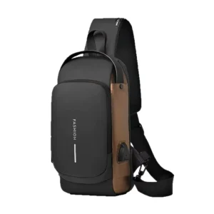 Waterproof Men’s Shoulder Chest Motorcycle Bicycle Sling Bag with Lock Custom USB Flash Drive Anti theft Diagonal