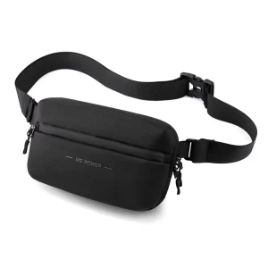 Waterproof Men’s Waist Bag With Headphone Hole Lightweight Travel Fanny Pack Fitness Messenger Bag for Shopping