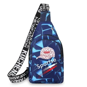 Waterproof Nylon Multi-layer Men’s Chest Bag Blue Earphone Hole Sports Sling Bags