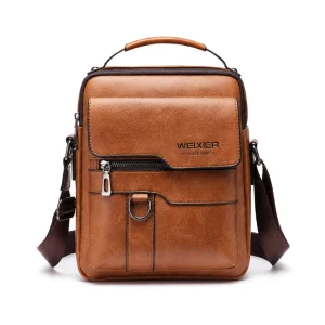 Waterproof PU Leather Men’s Crossbody Bag Vintage Fashion Business Casual Sling Messenger Bag Custom Logo OEM ODM
