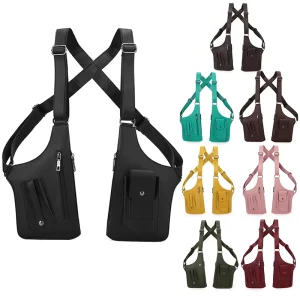 Waterproof PU Leather Vest Bag Men’s Retro Crossbody Chest Bag Denim Street Style Wallet Mobile Phone Bag