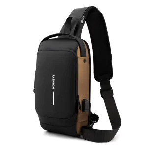 Waterproof Sling Shoulder Anti-theft Crossbody Custom Logo with USB Men’s Shoulder Bag Men’s Chest Crossbody Bag