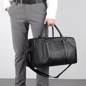 Waterproof Stylish Large Capacity PU Leather Gym Sport Business Duffle Duffel Weekender Overnight Travel Tote Bag for Men