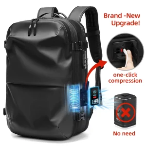 Waterproof TSA Lock Laptop Backpack for Men with Dry Wet Separation Expandable Auto Compress Vacuum Compression Backpack Bag
