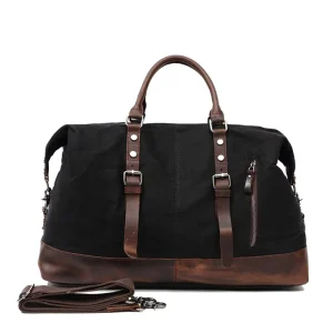 Waterproof Travel Duffel Bag Large Capacity Vintage Waxed Canvas Leather Mens Weekend Holdall Luggage Bag for Men Women