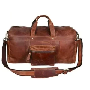 Waterproof Travel Shoulder Bags Weekender Bag Genuine Leather Duffel Bags for Men