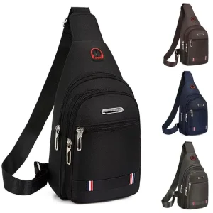 Waterproof Zipper Vintage Fashion Headphone Jack Men’s Lightweight Chest Sling Bag