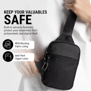 Waterproof and Breathable Men’s Chest Bag Crossbody Bag Portable Sports Bag FRID Anti theft Brush Style