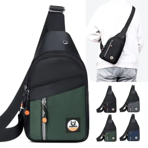 Wear Resistant Men’s Business Multi layer Pocket Single Shoulder Crossbody Bag Sports Backpack Water Bottle Bag