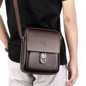 Weixier Brown Leather Men’s Messenger Bag Large Capacity Business Casual Bag