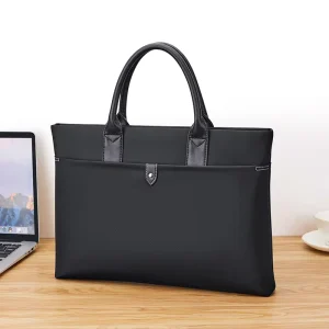 WilliamPOLO Luxury Men’s Business Shoulder Bag 14 Inches Polyamide Messenger Briefcase with Soft Bag Black for Office & Laptop