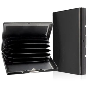 Women and Men’s RFID Slim 8-Slot Card Wallet with Metal Case Protector Business and Credit ID Accessory