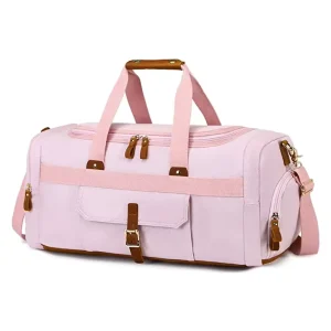 Women’s Men’s Durable Canvas Duffle Bag With Water resistant Compartment Travel Gym Sports Carry Weekender Overnight Tote Shoes