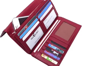 Women’s RFID Blocking Tri-fold Double Zipper Wallet, Long Length, Multi-Card Organizer, Clutch