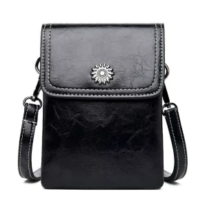 Women’s and Men’s PU Leather Crossbody Messenger Bag Customized RFID Protected Phone Purses with Letter Decoration