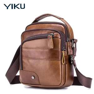 YIKU Custom Full Grain Cowhide Genuine Leather Crossbody Chest Sling Bag Men Crazy Horse Fashion Waterproof Durable Funny Pack