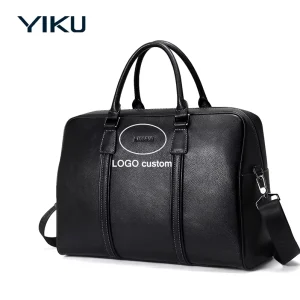 YIKU Custom Genuine Leather Zipper Portable Duffle Bags Weekender Bag Overnight Holdall Carryon Handbag