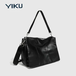 YIKU Custom Logo Men’s PU Leather Crossbody Bag with Fashionable Shoulder Bag Casual Messenger Bag