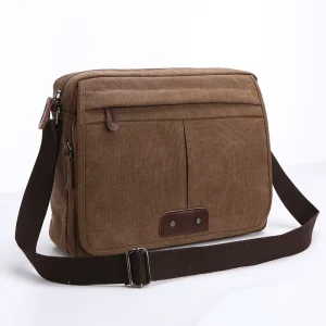 ZUOLUNDUO Men’s Durable Outdoor Travel Messenger Bag Vintage Fashion PU Leather Crossbody Shoulder Bag with Logo Decoration
