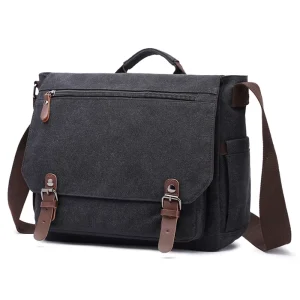 ZUOLUNDUO Men’s Luxury Leather Messenger Bag 14 Inch Crossbody Tote Custom Briefcase Soft Canvas for Office Use