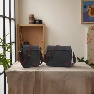 ZUOLUNDUO Vintage Style Men’s Canvas Messenger Bag Geometric Pattern Crossbody with Custom Logo