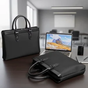 Zenos Genuine Leather Men’s Business Briefcase Large Capacity Laptop Bag Durable Meeting Bag